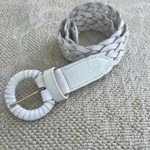 Vintage White Braided Preppy 1 3/4” Wide Leather Belt Size Women’s Medium